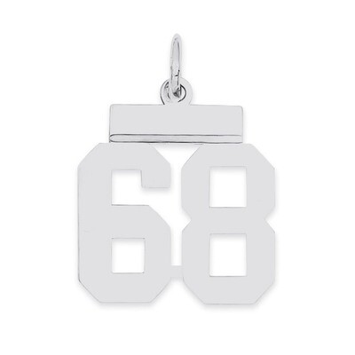 Pendant Number 68 Polished Sterling Silver Small QSS68, MPN: QSS68, 883957101620