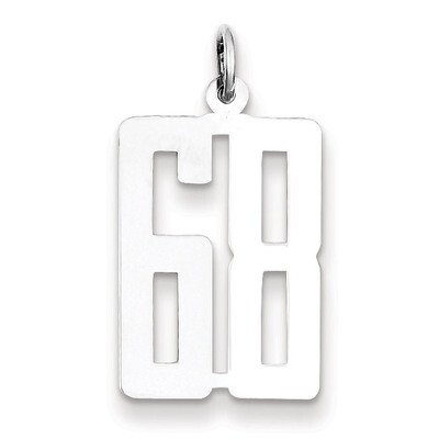 Charm Number 68 Elongated Pol Sterling Silver Small QES68, MPN: QES68, 191101190506