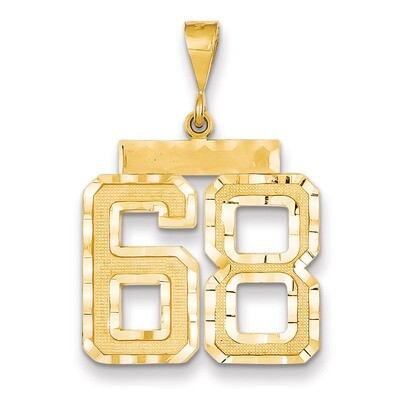 Number 68 Charm 14k Gold Large Diamond-cut LN68, MPN: LN68, 883957122595