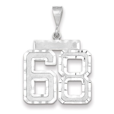 Number 68 Charm 14k white Gold Large Diamond -cut WLN68, MPN: WLN68, 883957124445