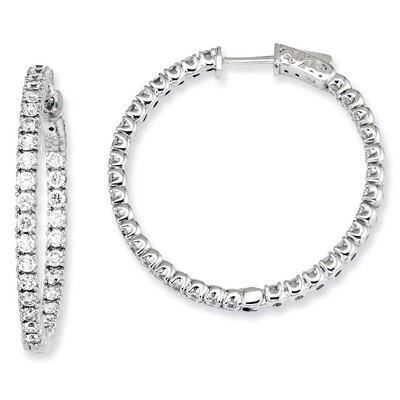 68 Stones In and Out Round Hoop Earrings Sterling Silver with Diamonds QE7571, MPN: QE7571, 8867742…
