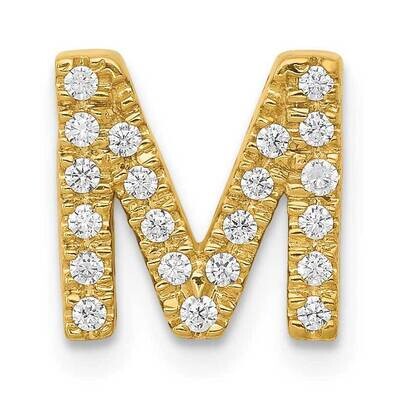 Initial M Charm 14k Gold Diamond PM5221M-016-YA, MPN: PM5221M-016-YA, 191101543876