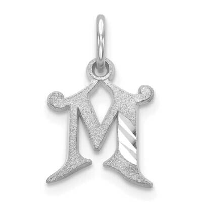 Initial M Charm 10k White Gold Diamond-cut 10WCH139-M, MPN: 10WCH139-M,