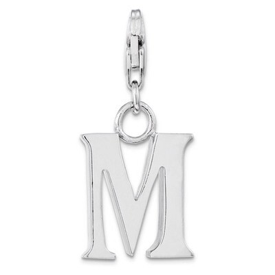 Block M Initial Charm with Lobster Sterling Silver SSCBEL19323