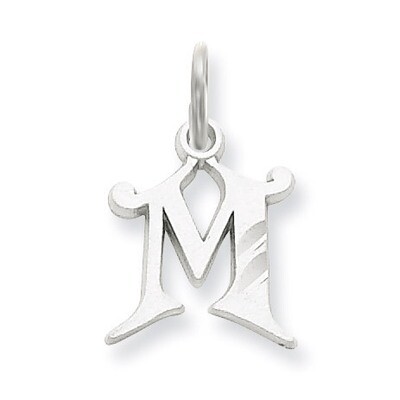 Diamond-cut Initial M Charm 14k White Gold WCH139-M, MPN: WCH139-M, 883957130668