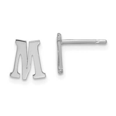 Initial Letter M Post Earrings 10k White Gold Polished 10XNE46W/M, MPN: 10XNE46W/M,