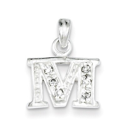 Initial M Pendant Sterling Silver Diamond QC6717M, MPN: QC6717M, 883957546858