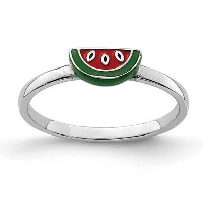 Childs Enameled Watermelon Ring Sterling Silver Rhodium-plated QR6806, MPN: QR6806, 883957944593