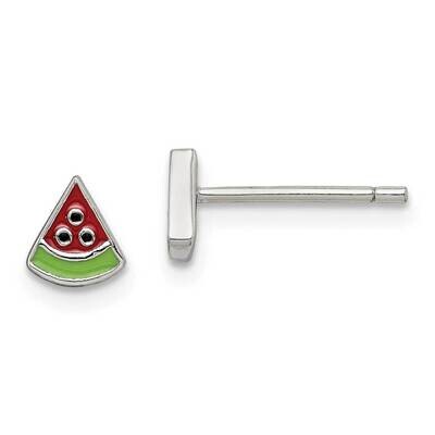 Enameled Watermelon Post Earrings Sterling Silver QGK185 by Madi K, MPN: QGK185, 886774119922