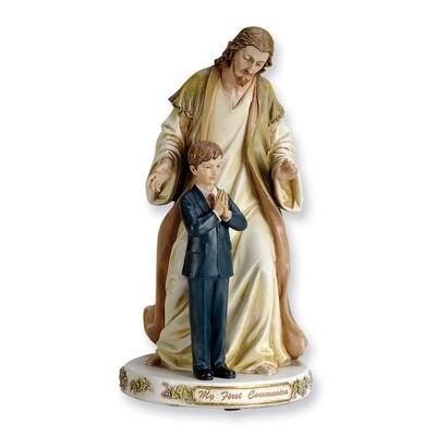 Jesus with Praying Boy Stone Resin Figurine GP7478, MPN: GP7478, 89945335835