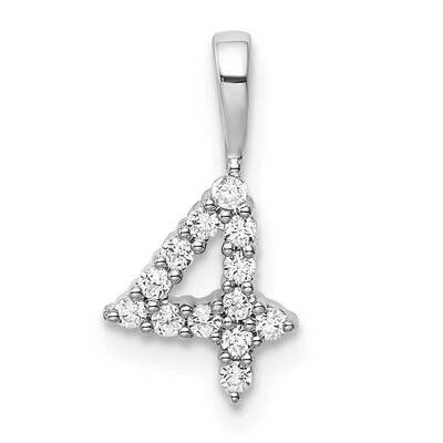 Diamond Number 4 Pendant 14k White Gold PM8369-4-013-WA, MPN: PM8369-4-013-WA, 196904076385