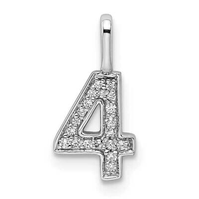 Diamond Number 4 Pendant 14k White Gold PM8370-4-007-WA, MPN: PM8370-4-007-WA, 196904070550