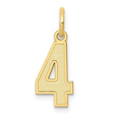 Number 4 Charm 10k Gold Small Satin 10LSS04, MPN: 10LSS04,