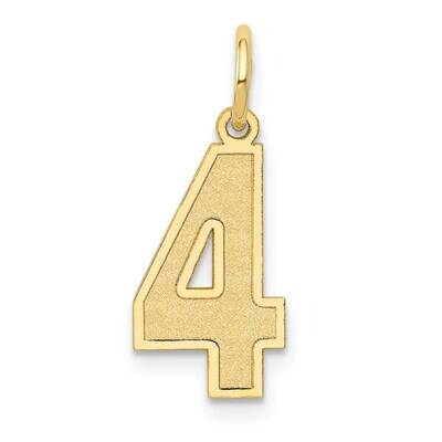 Satin Number 4 Charm 10k Gold Medium 10LSM04, MPN: 10LSM04,