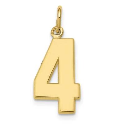 Polished Number 4 Charm 10k Gold Casted Medium 10MP04, MPN: 10MP04,