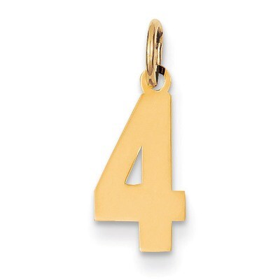 Small Polished Number 4 Charm 14k Gold LS04, MPN: LS04, 886774102276