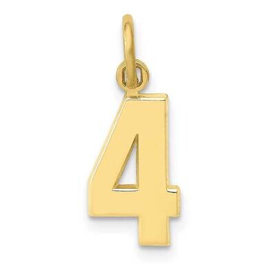 Polished Number 4 Charm 10k Gold Casted Small 10SP04, MPN: 10SP04,