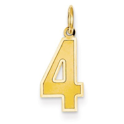 Medium Satin Number 4 Charm 14k Gold LSM04, MPN: LSM04, 886774102375