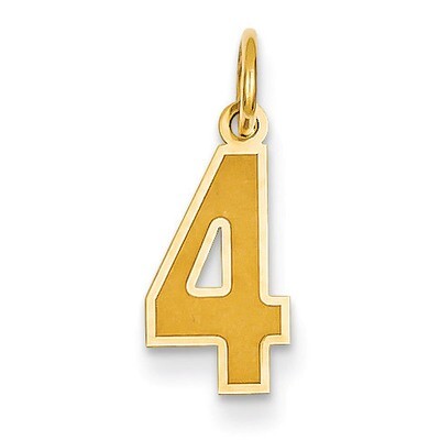 Small Satin Number 4 Charm 14k Gold LSS04, MPN: LSS04, 886774102474