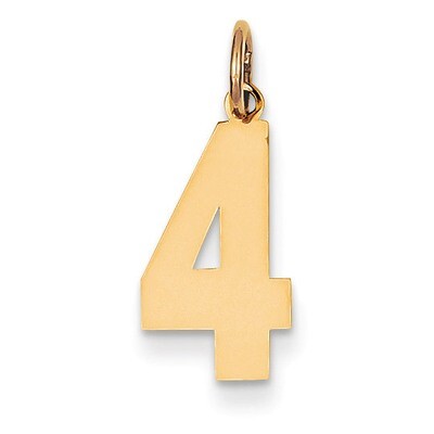 Medium Polished Number 4 Charm 14k Gold LM04, MPN: LM04, 886774101965