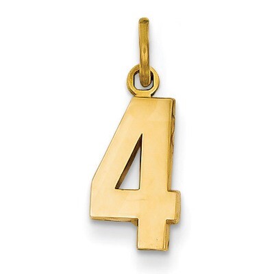 Casted Small Polished Number 4 Charm 14k Gold SP04, MPN: SP04, 191101371660
