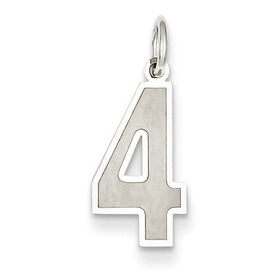 Medium Satin Number 4 Charm 14k White Gold WSM04, MPN: WSM04, 886774121215