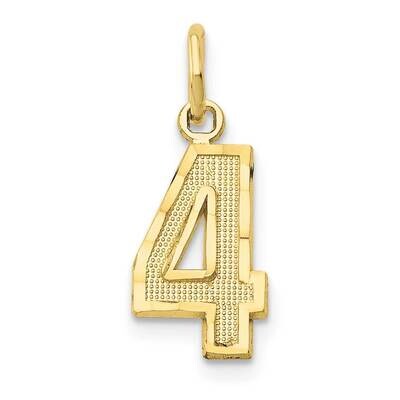 Diamond-Cut Number 4 Charm 10k Gold Casted Small 10SN04, MPN: 10SN04,