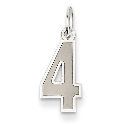 Small Satin Number 4 Charm 14k White Gold WSS04, MPN: WSS04, 886774121482