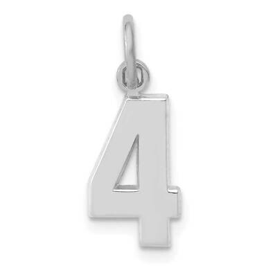 Casted Small Polished Number 4 Charm 14k White Gold WSP04, MPN: WSP04, 196904073179