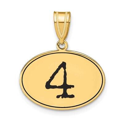 Number 4 Black Epoxy Oval Pendant 14k Gold Polished OEN04, MPN: OEN04, 196904081686