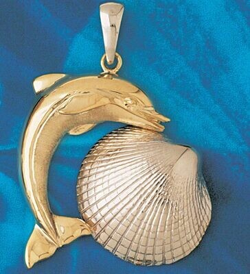 Dazzlers Jewelry Seashell Shell with Dolphin Pendant Necklace Charm Bracelet in Yellow, White or Ro…
