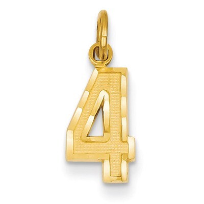 Casted Small Diamond Cut Number 4 Charm 14k Gold SN04, MPN: SN04, 883957104331