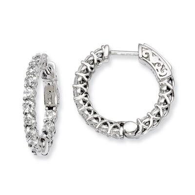 Diamond In and Out Hinged Hoop Earrings Sterling Silver Rhodium-plated QE7986, MPN: QE7986, 8867747…