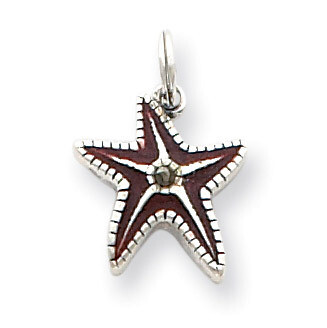 Brown Enameled Starfish Charm Sterling Silver QC4011