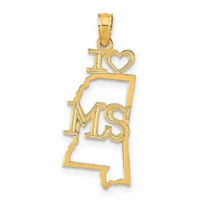 Mississippi State Pendant 14k Gold Solid D1172, MPN: D1172,