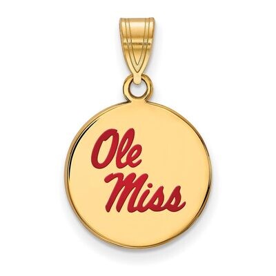 University of Mississippi Medium Enamel Disc Pendant Gold-plated Silver GP081UMS, MPN: GP081UMS, 88…