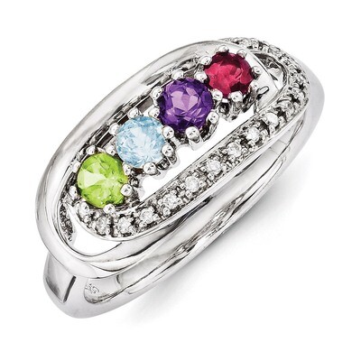 4 Birthstones Family Jewelry Diamond Semi-Set Ring 14k White Gold XMRW45/4, MPN: XMRW45/4, 88395738…