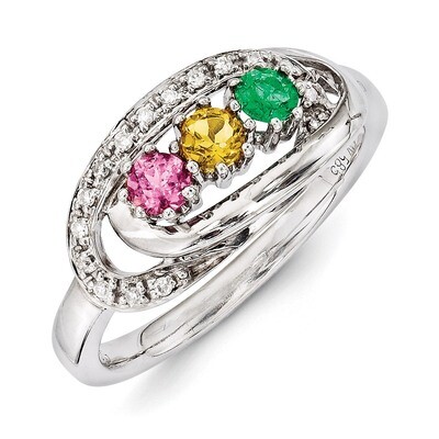 3 Birthstones Family Jewelry Diamond Semi-Set Ring 14k White Gold XMRW45/3, MPN: XMRW45/3, 88395742…