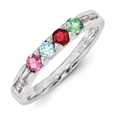4 Birthstones Family Jewelry Diamond Semi-Set Ring 14k White Gold XMRW43/4, MPN: XMRW43/4, 88395744…