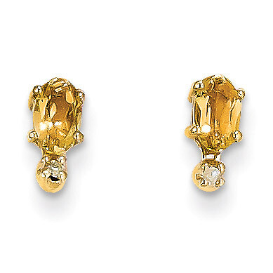 Diamond &amp; Citrine Birthstone Earrings 14k Gold XBE190, MPN: XBE190, 883957086903