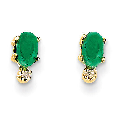 Diamond &amp; Emerald Birthstone Earrings 14k Gold XBE184, MPN: XBE184, 883957086835