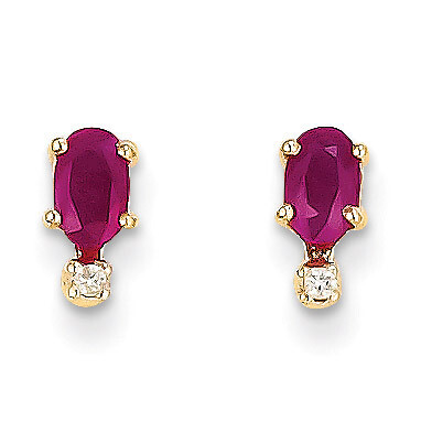 Diamond &amp; Ruby Birthstone Earrings 14k Gold XBE186, MPN: XBE186, 883957086859