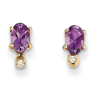Diamond &amp; Amethyst Birthstone Earrings 14k Gold XBE181, MPN: XBE181, 883957086804