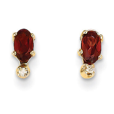 Diamond &amp; Garnet Birthstone Earrings 14k Gold XBE180, MPN: XBE180, 883957086798