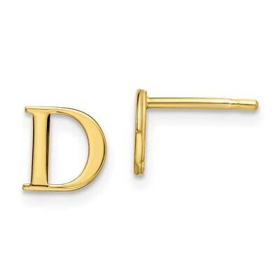 Initial Letter D Post Earrings 10k Gold Polished 10XNE46Y/D, MPN: 10XNE46Y/D,