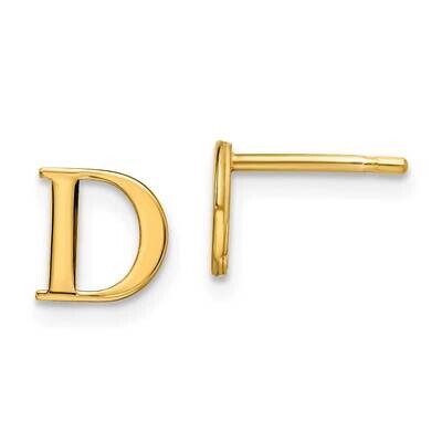 Initial Letter D Post Earrings 14k Laser Polished XNE46Y/D, MPN: XNE46Y/D, 883957949703