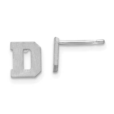 Initial Letter D Post Earrings 10k White Gold Brushed 10XNE45W/D, MPN: 10XNE45W/D,