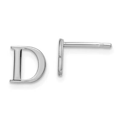 Polished Initial Letter D Post Earrings 10k White Gold 10XNE46W/D, MPN: 10XNE46W/D,
