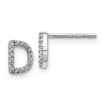 Initial D Earrings 14k White Gold Diamond EM4169D-010-WA, MPN: EM4169D-010-WA, 883957261249