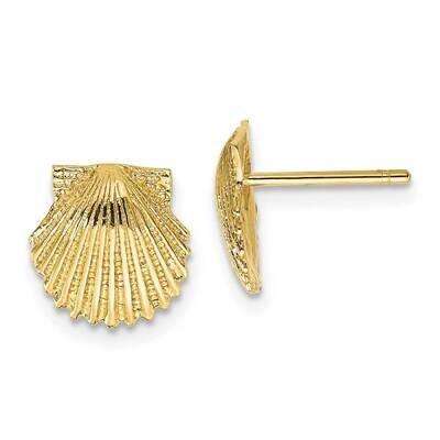 Scallop Shell Post Earrings 10k Gold 10TC569, MPN: 10TC569, 191101565908